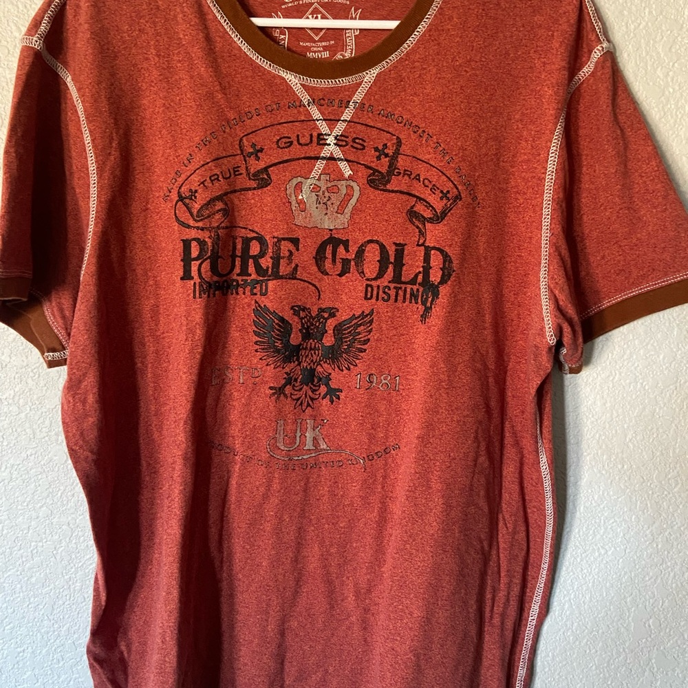 Guess Men's Burnt Orange Graphic Tee